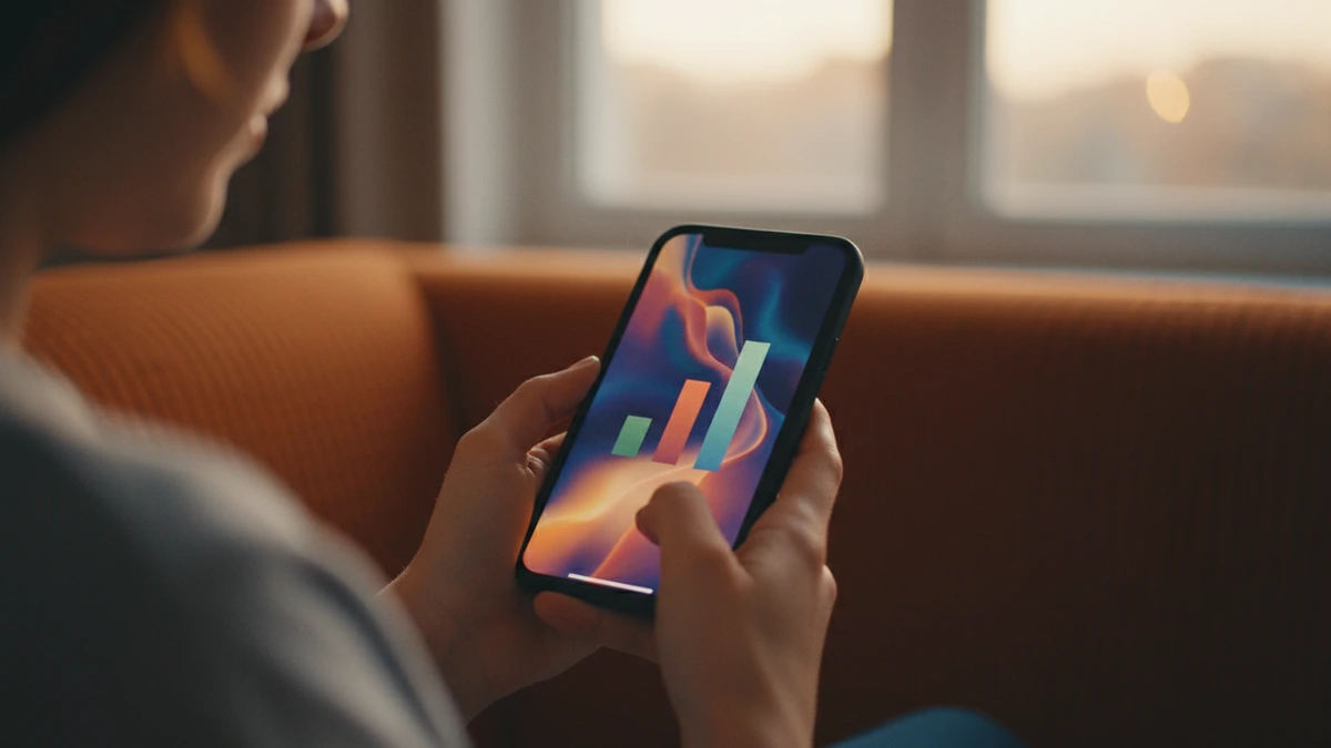 Telefonunda kısa video izlenme istatistiklerine bakan içerik üreticisi